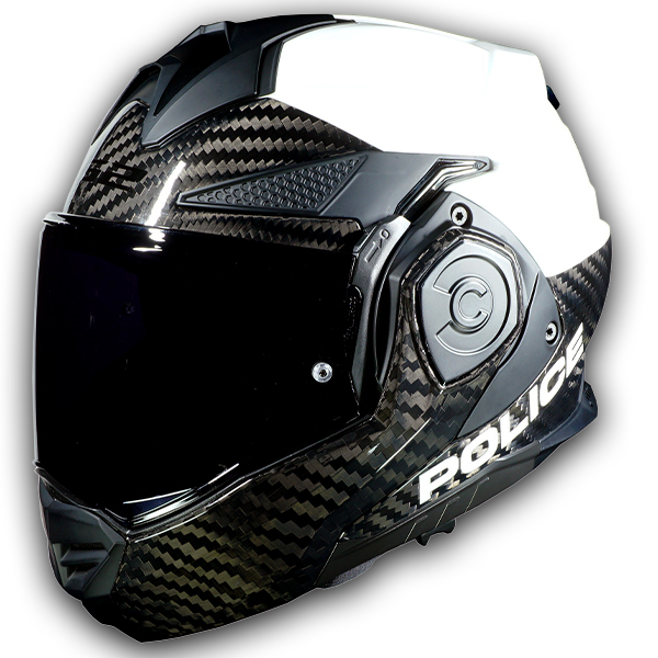 LS2 Advant X Carbon Police Helmet - White with Carbon Fiber High Trim Paint