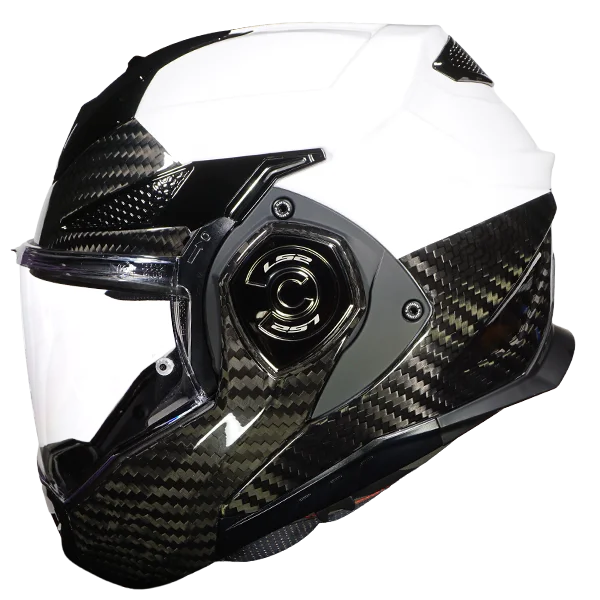 White and black carbon LS2 Advant X Carbon police helmet in stock at Super Seer