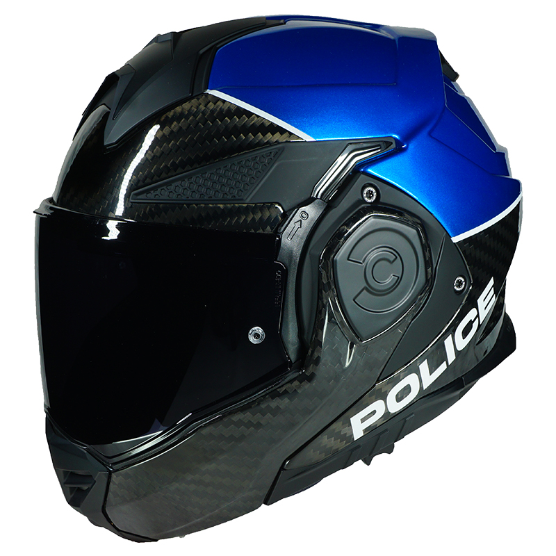 LS2 Advant X Blue Pearl and Carbon Fiber Police Motorcycle Helmet