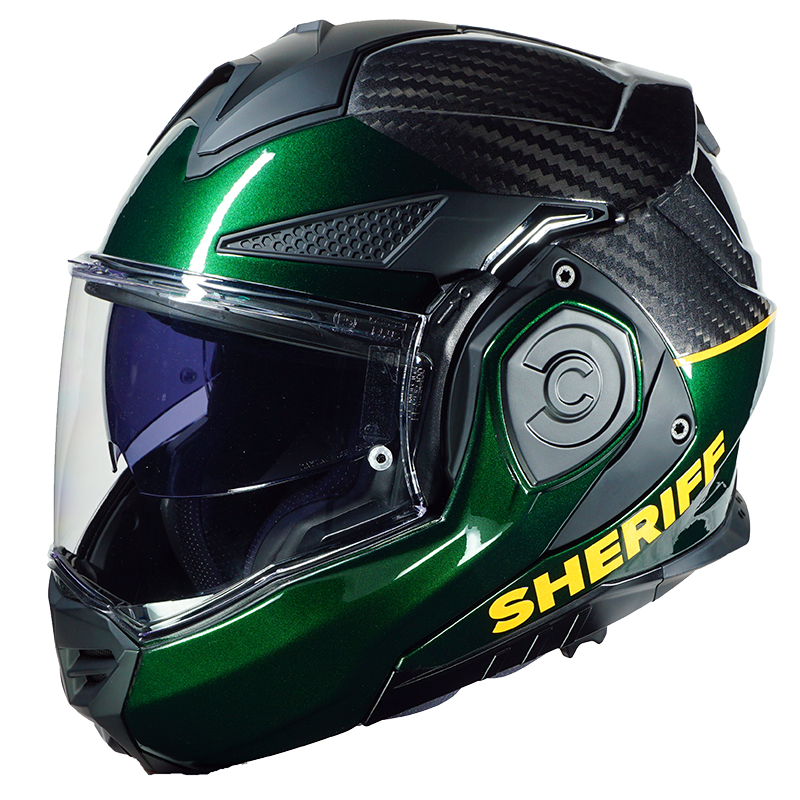 LS2 Advant X Carbon Fiber Sheriff Green and Grey Motorcycle Helmet