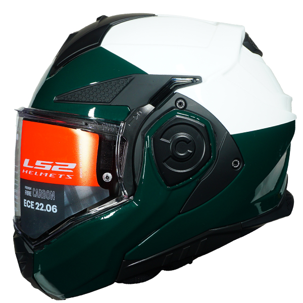 LS2 Advant X Carbon White and Forest Green High Trim