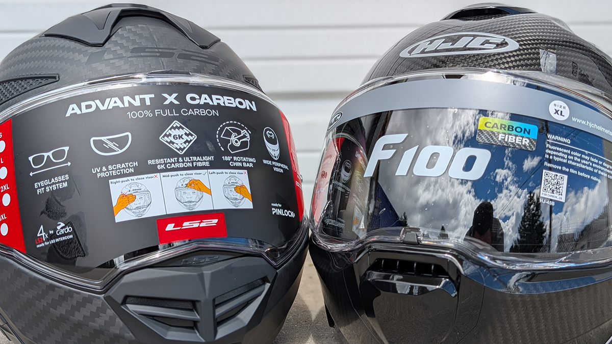 LS2 Advant X Carbon vs HJC F100 Carbon - Front