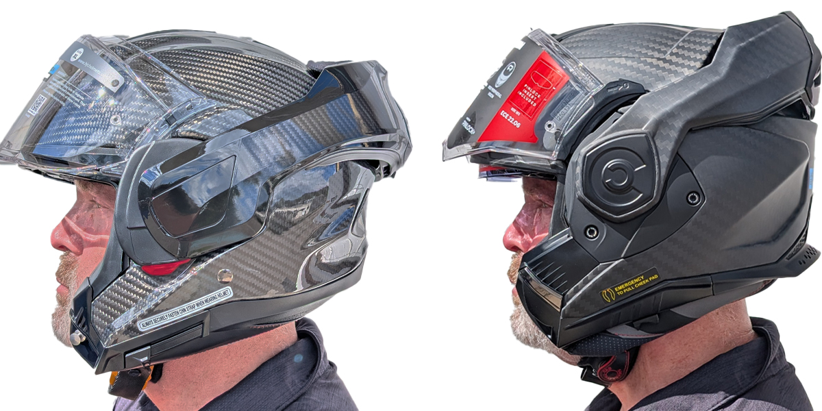 LS2 Advant X Carbon vs HJC F100 Carbon - Side Comparison