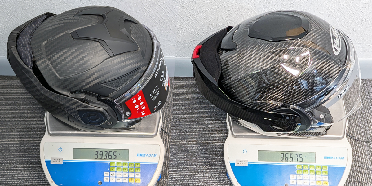 LS2 Advant X Carbon vs HJC F100 Carbon - Weight Differences