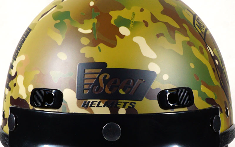 Front close-up of the subdued tactical black Super Seer logo