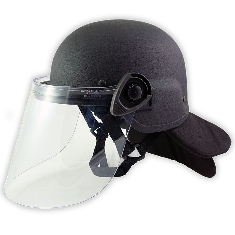 Seer S1711 Ballistic Riot Helmet Matte Black with Nape Shroud for Police Officers