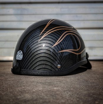 Super Seer Half Shell Motorcycle Helmet - Carbon Fiber with Harley-Davidson Denim Vivid Black and Bronze Prodigy Paint