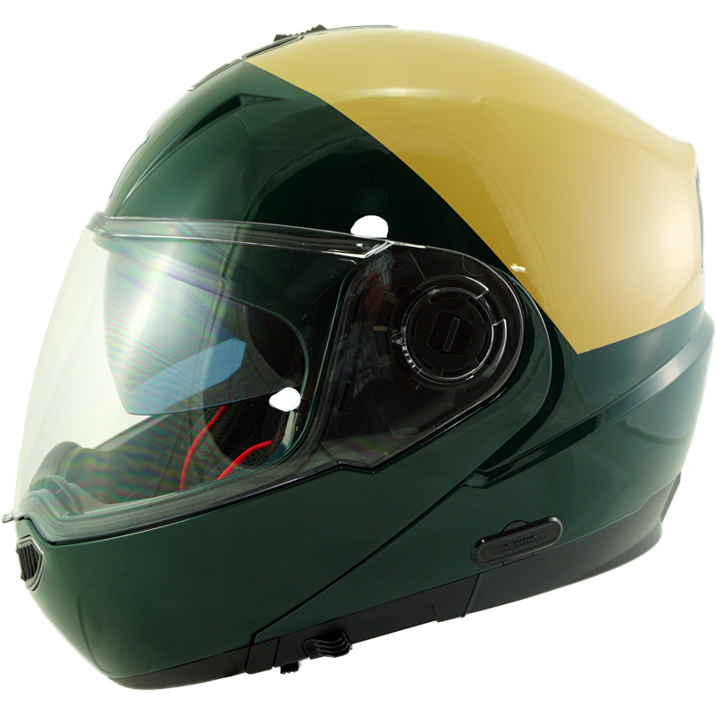 Nolan N100-5 Gold with Forest Green HiRise police modular motorcycle helmet