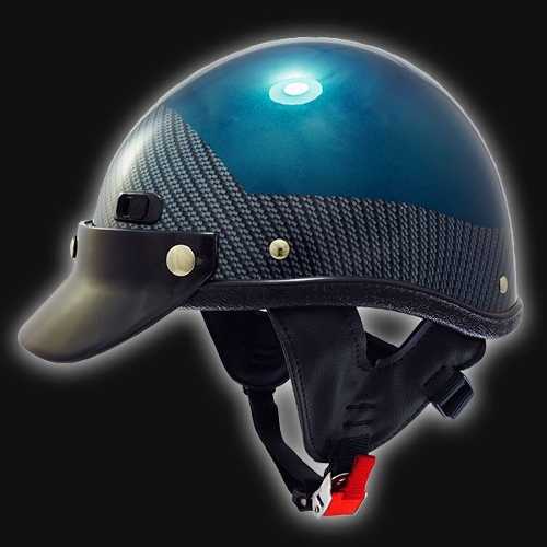 Super Seer Carbon Fiber Half Shell Motorcycle Helmet - Harley-Davidson Tahitian Teal with Carbon Fiber
