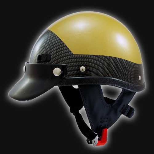 Super Seer Carbon Fiber Half Shell Motorcycle Helmet - Metallic Gold with Carbon Fiber