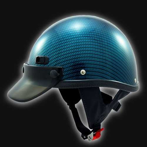 Super Seer Carbon Fiber Half Shell Motorcycle Helmet - Mineral Blue Carbon Fiber