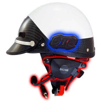 Super Seer S2108 Carbon Fiber Police Motorcycle Helmet with Setcom Helmet Communications Kit and Sena 10R Bluetooth Headset