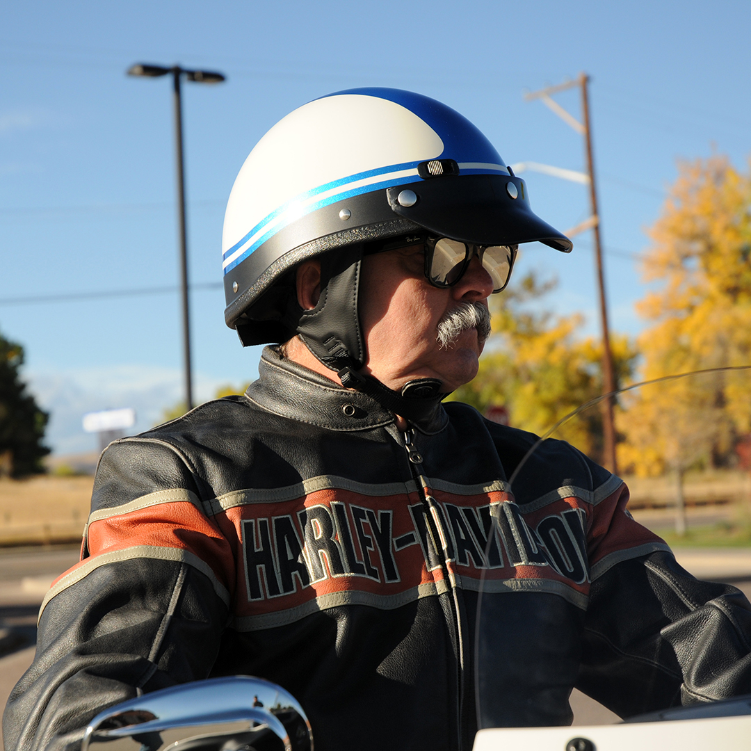 American made half shell motorcycle helmet for civilian riders